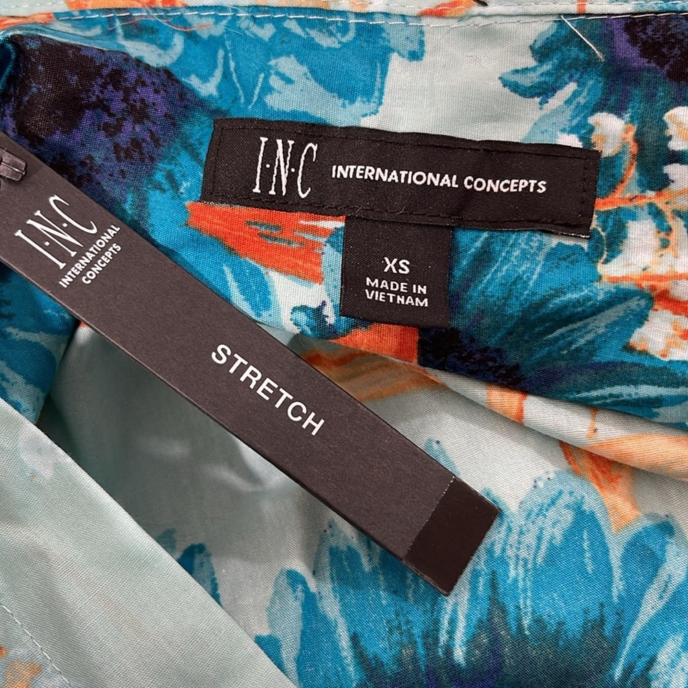 INC INTERNATIONAL CONCEPTS Island Breeze Sunflower Print Blue Coast Combo Shirt - Picture 8 of 11
